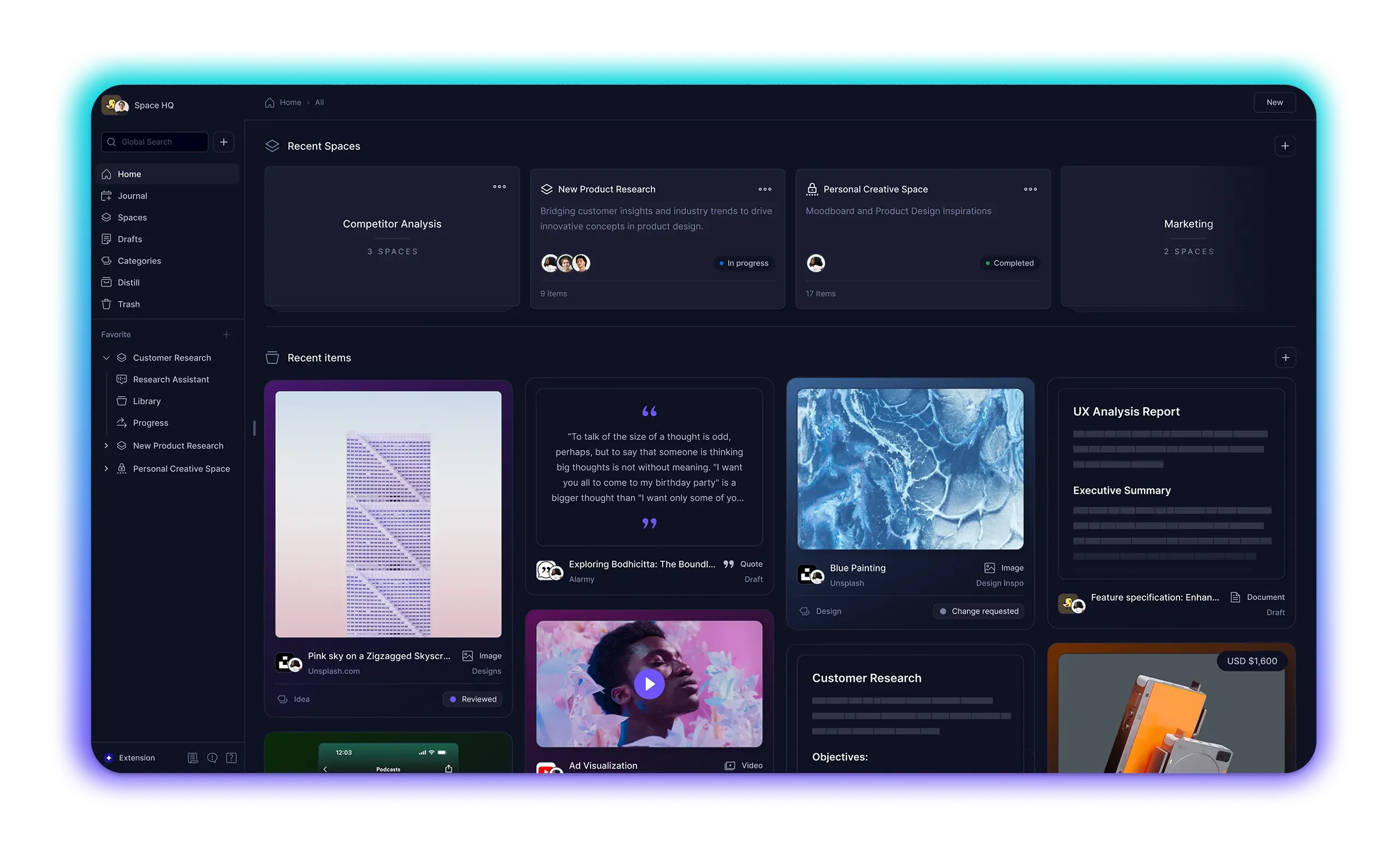 Spaceduck desktop dashboard