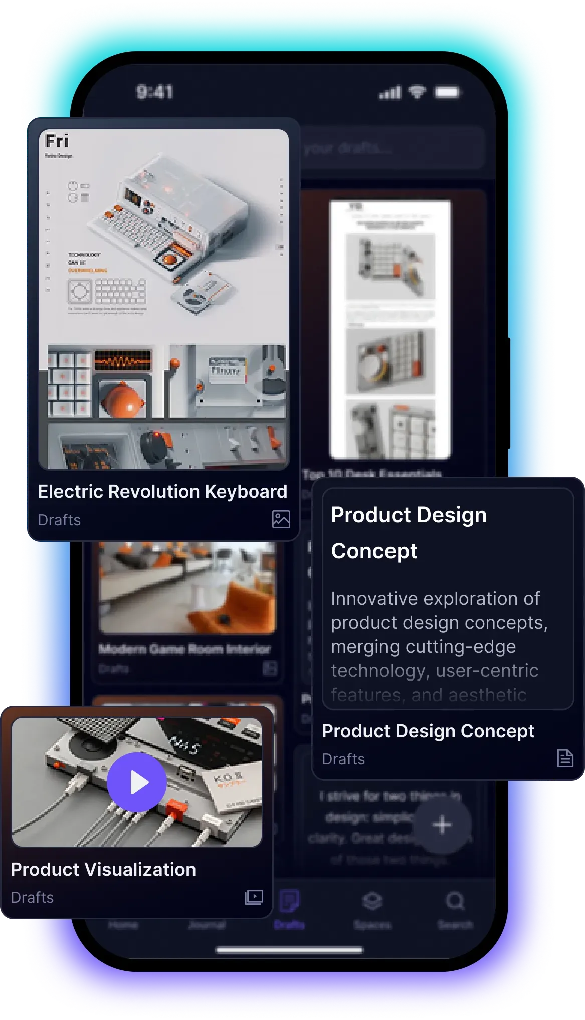 Spaceduck app drafts view